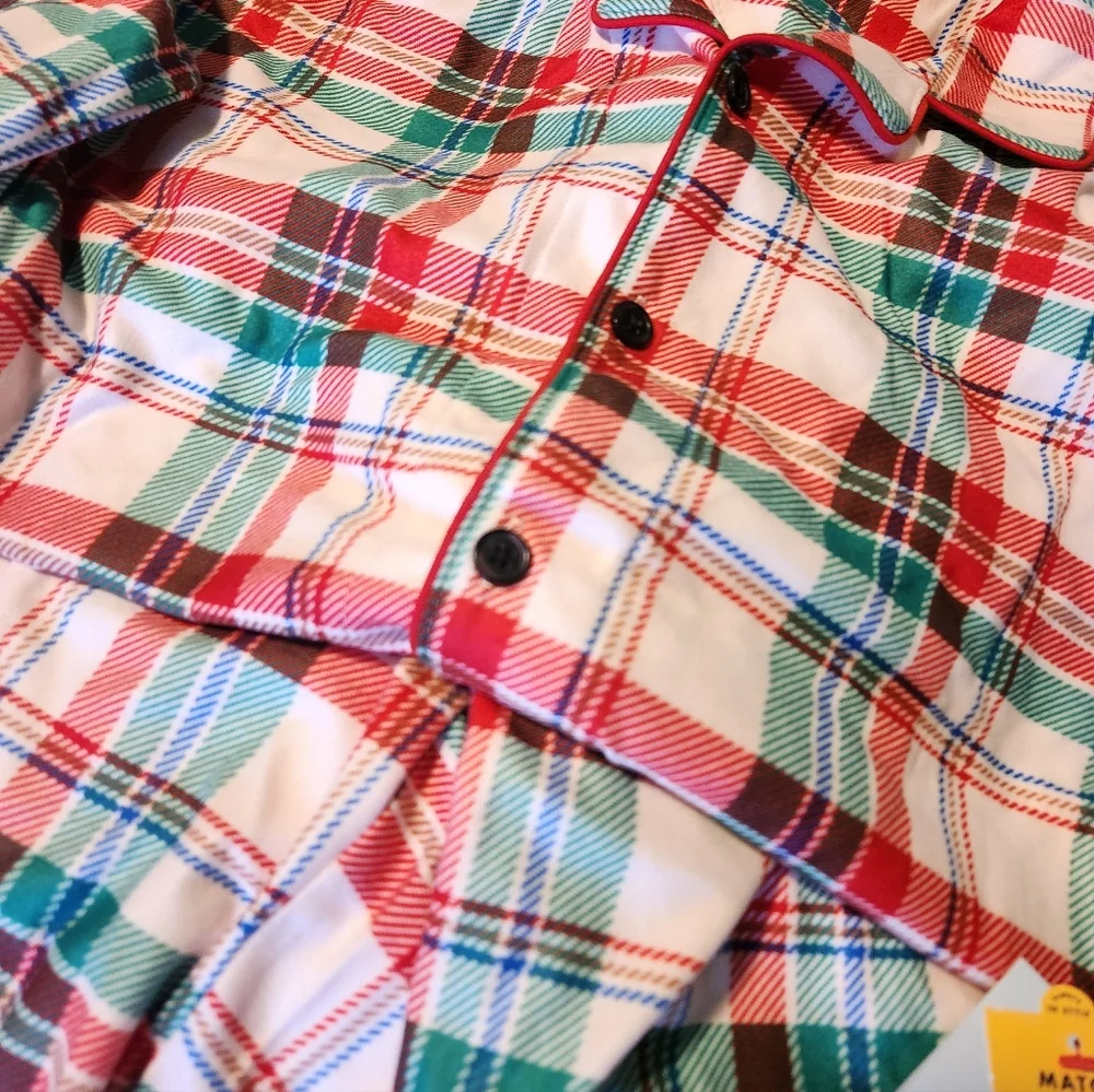 Teen Boy Plaid Button-Up Holiday Christmas Pajama Set - Picture 5 of 6